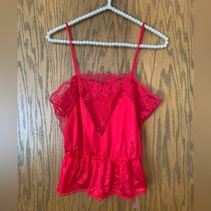 Vintage Texsheen Medium Red Camisole Top Lace‎ Detail CP
